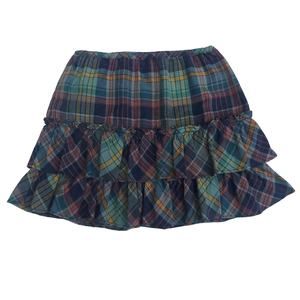 Ralph Lauren ruffled plaid pull-on skirt